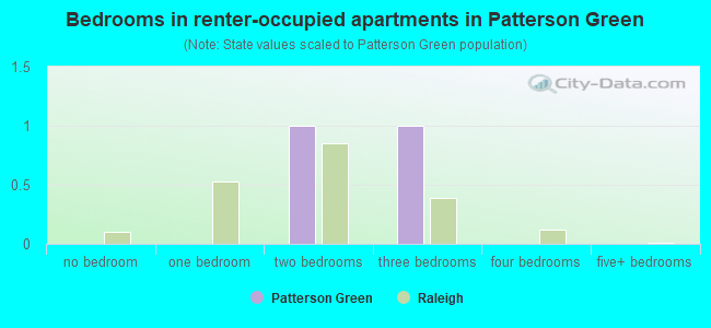 Bedrooms in renter-occupied apartments in Patterson Green