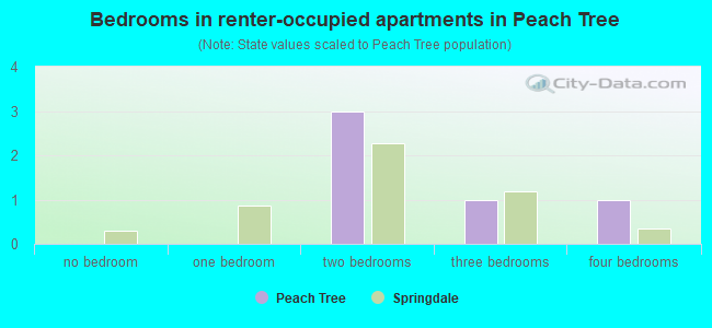 Bedrooms in renter-occupied apartments in Peach Tree