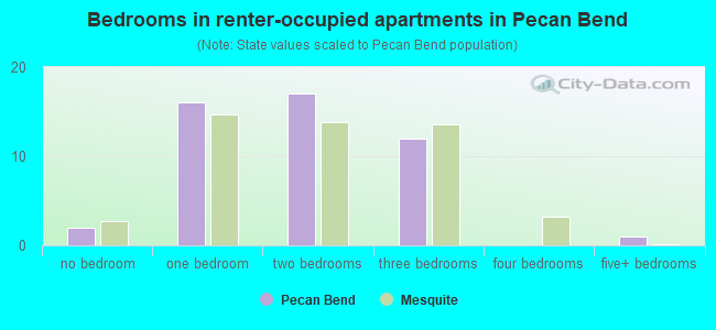 Bedrooms in renter-occupied apartments in Pecan Bend