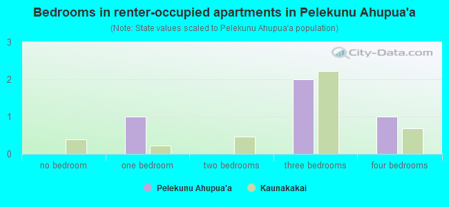 Bedrooms in renter-occupied apartments in Pelekunu Ahupua`a