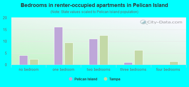 Bedrooms in renter-occupied apartments in Pelican Island