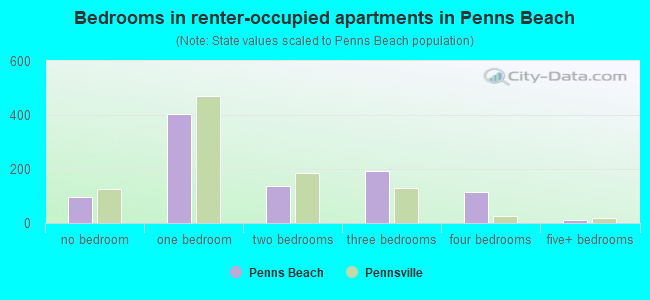 Bedrooms in renter-occupied apartments in Penns Beach