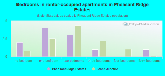 Bedrooms in renter-occupied apartments in Pheasant Ridge Estates
