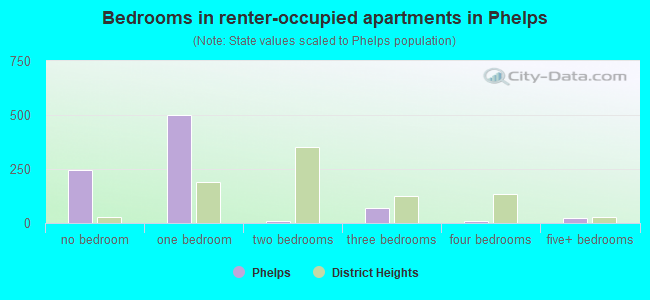Bedrooms in renter-occupied apartments in Phelps