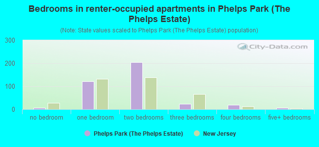 Bedrooms in renter-occupied apartments in Phelps Park (The Phelps Estate)