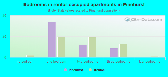 Bedrooms in renter-occupied apartments in Pinehurst