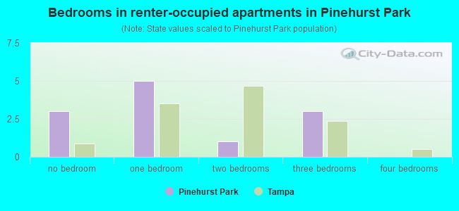 Bedrooms in renter-occupied apartments in Pinehurst Park
