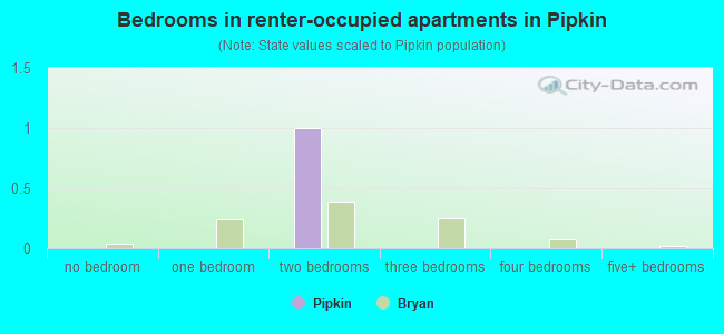 Bedrooms in renter-occupied apartments in Pipkin