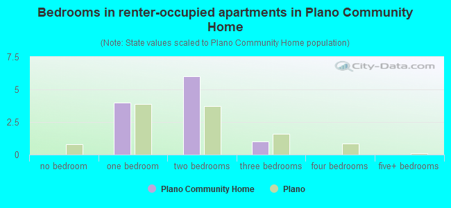 Bedrooms in renter-occupied apartments in Plano Community Home