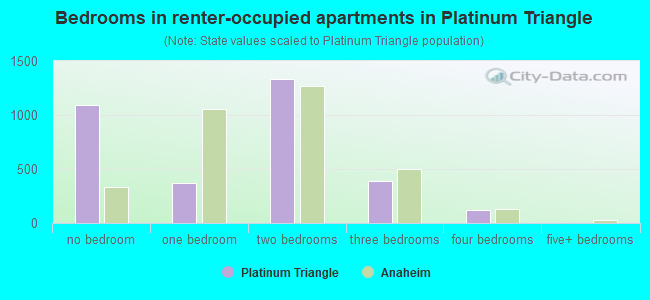 Bedrooms in renter-occupied apartments in Platinum Triangle
