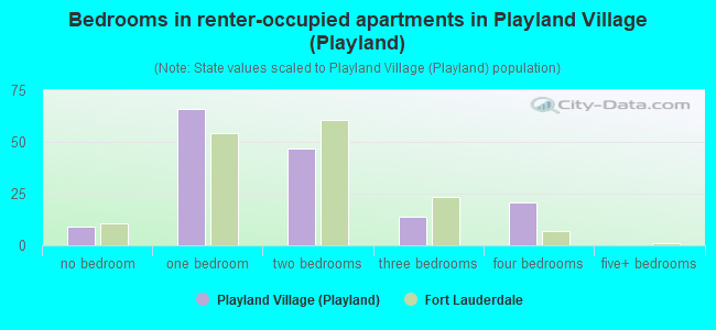 Bedrooms in renter-occupied apartments in Playland Village (Playland)