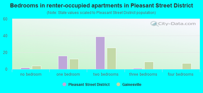 Bedrooms in renter-occupied apartments in Pleasant Street District
