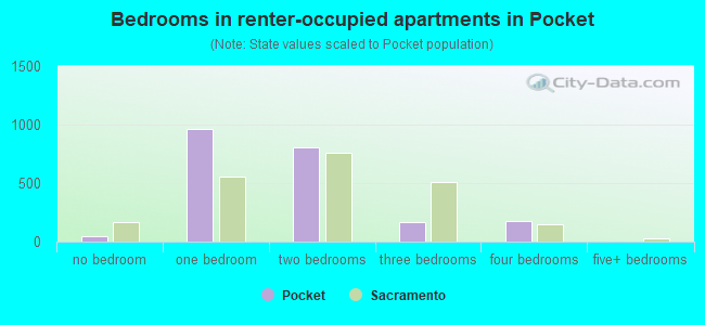 Bedrooms in renter-occupied apartments in Pocket