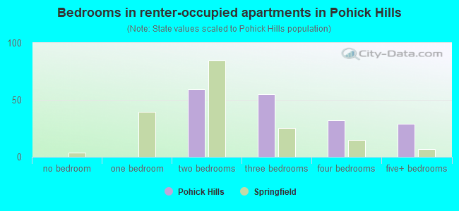 Bedrooms in renter-occupied apartments in Pohick Hills