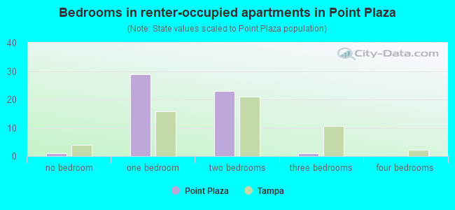 Bedrooms in renter-occupied apartments in Point Plaza