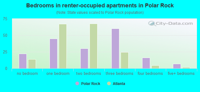 Bedrooms in renter-occupied apartments in Polar Rock