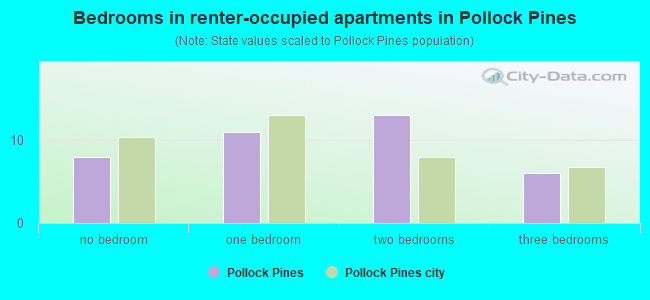 Bedrooms in renter-occupied apartments in Pollock Pines