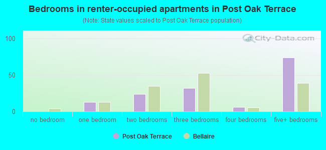 Bedrooms in renter-occupied apartments in Post Oak Terrace