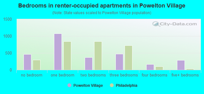 Bedrooms in renter-occupied apartments in Powelton Village