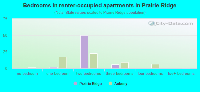 Bedrooms in renter-occupied apartments in Prairie Ridge