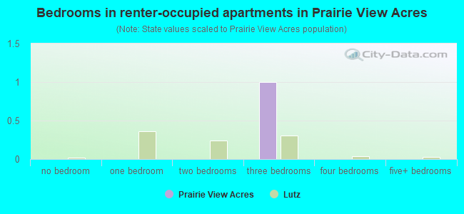 Bedrooms in renter-occupied apartments in Prairie View Acres