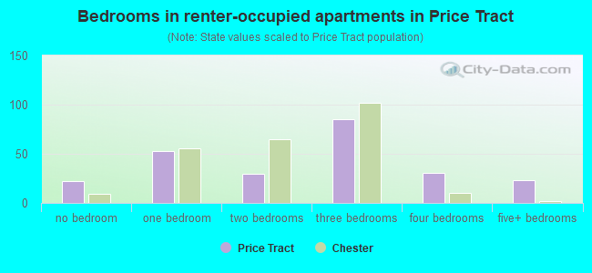 Bedrooms in renter-occupied apartments in Price Tract