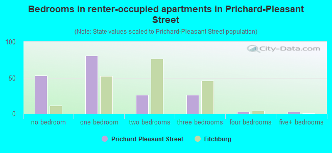 Bedrooms in renter-occupied apartments in Prichard-Pleasant Street