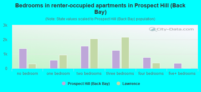 Bedrooms in renter-occupied apartments in Prospect Hill (Back Bay)