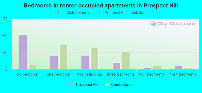 Bedrooms in renter-occupied apartments in Prospect Hill