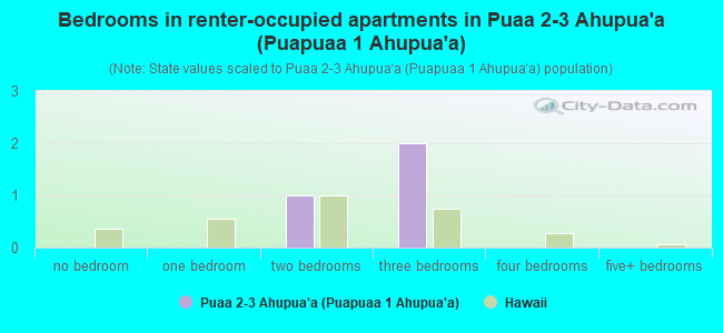 Bedrooms in renter-occupied apartments in Puaa 2-3 Ahupua`a (Puapuaa 1 Ahupua`a)