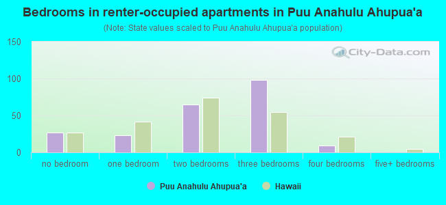 Bedrooms in renter-occupied apartments in Puu Anahulu Ahupua`a