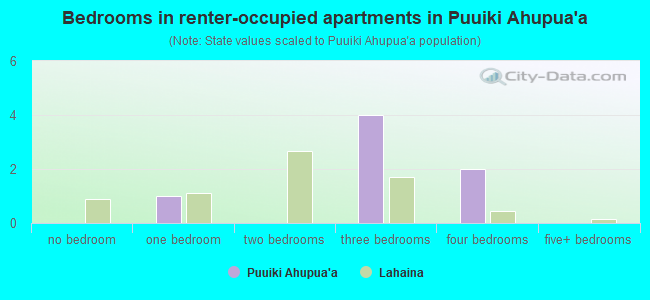 Bedrooms in renter-occupied apartments in Puuiki Ahupua`a