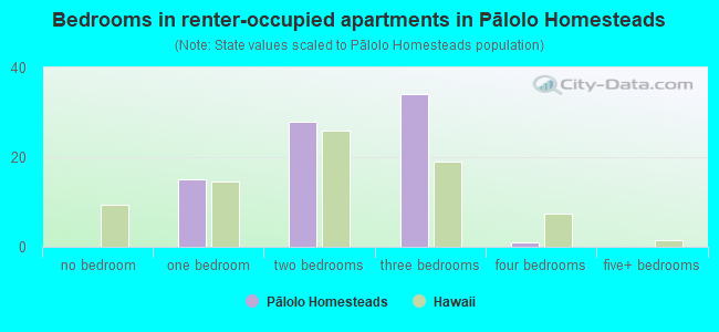 Bedrooms in renter-occupied apartments in Pālolo Homesteads