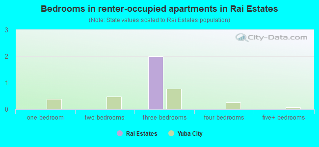 Bedrooms in renter-occupied apartments in Rai Estates