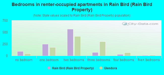 Bedrooms in renter-occupied apartments in Rain Bird (Rain Bird Property)