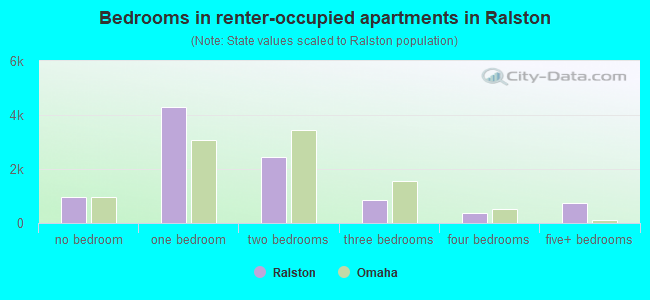 Bedrooms in renter-occupied apartments in Ralston