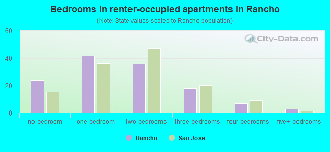 Bedrooms in renter-occupied apartments in Rancho