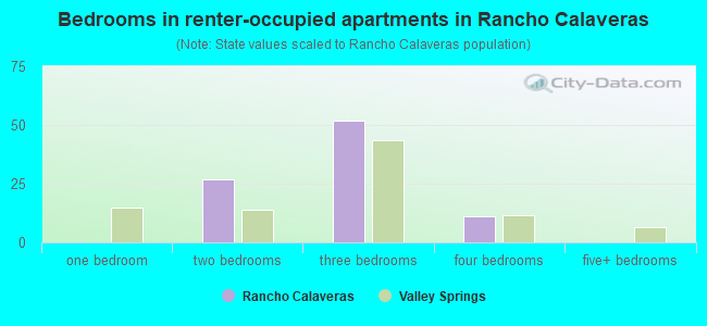 Bedrooms in renter-occupied apartments in Rancho Calaveras