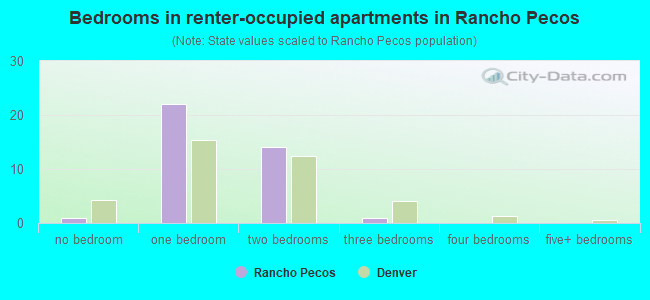 Bedrooms in renter-occupied apartments in Rancho Pecos