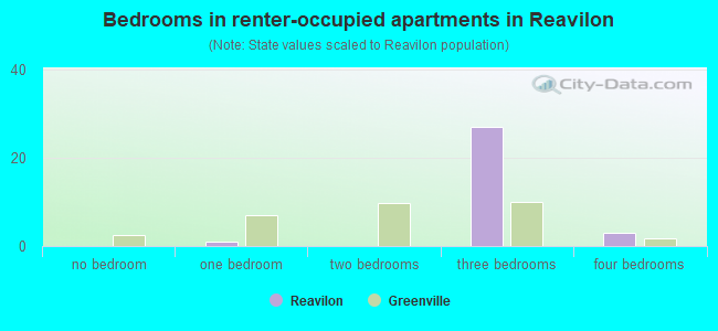 Bedrooms in renter-occupied apartments in Reavilon