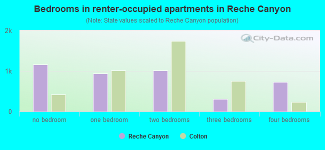 Bedrooms in renter-occupied apartments in Reche Canyon