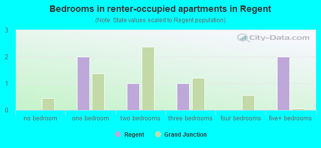 Bedrooms in renter-occupied apartments in Regent