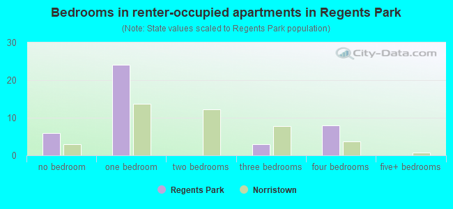 Bedrooms in renter-occupied apartments in Regents Park