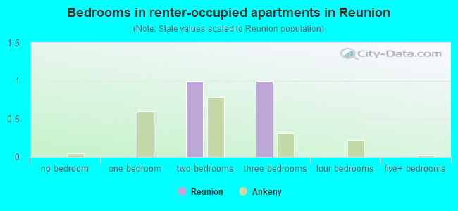 Bedrooms in renter-occupied apartments in Reunion