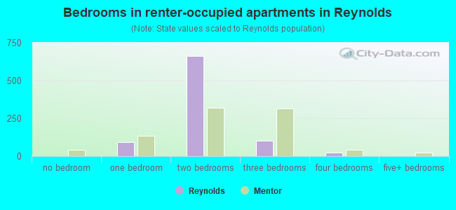 Bedrooms in renter-occupied apartments in Reynolds