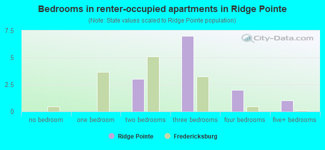 Bedrooms in renter-occupied apartments in Ridge Pointe