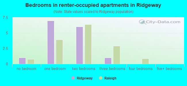 Bedrooms in renter-occupied apartments in Ridgeway