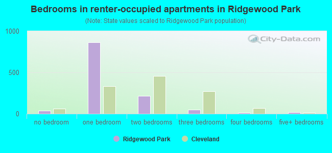 Bedrooms in renter-occupied apartments in Ridgewood Park