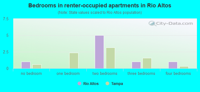 Bedrooms in renter-occupied apartments in Rio Altos