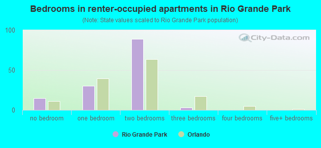 Bedrooms in renter-occupied apartments in Rio Grande Park
